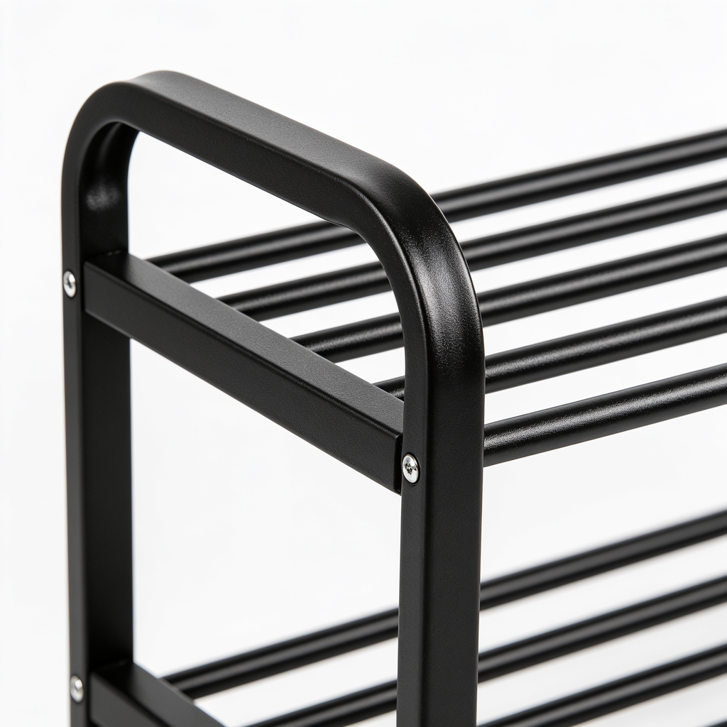 Hubbardharv Porte-Chaussures Extensible 3 Étagères Réglables en Métal Noir (45 à 83 cm) - Rangement Chaussures Économique pour Entrée, Couloir ou Placard - Étagère Chaussures Gain de Place