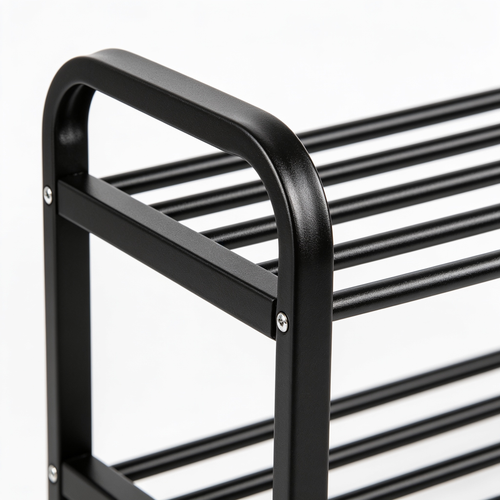 Hubbardharv Porte-Chaussures Extensible 3 Étagères Réglables en Métal Noir (45 à 83 cm) - Rangement Chaussures Économique pour Entrée, Couloir ou Placard - Étagère Chaussures Gain de Place