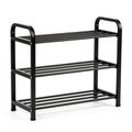 Hubbardharv Porte-Chaussures Extensible 3 Étagères Réglables en Métal Noir (45 à 83 cm) - Rangement Chaussures Économique pour Entrée, Couloir ou Placard - Étagère Chaussures Gain de Place